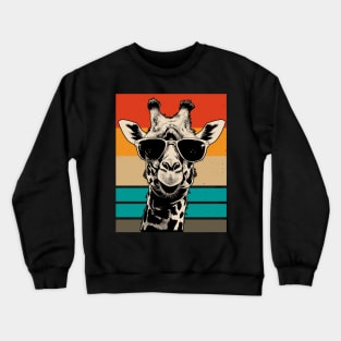 Funny Retro Giraffe with Sunglasses Crewneck Sweatshirt